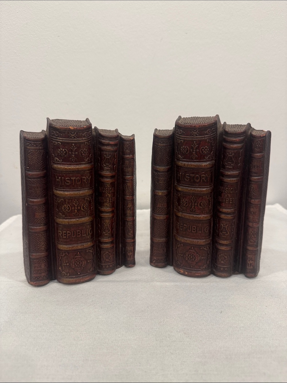 Mid Century Syroco Wood Faux Antique History Books Shaped Hardened VTG Library